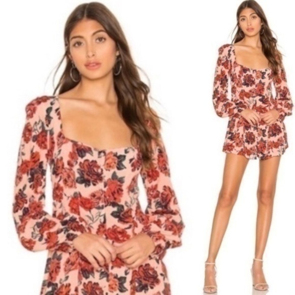 Beach Riot Rose Floral Print Sailor Romper Sz XS